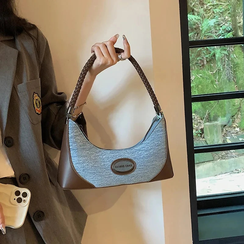 Small Denim Underarm Shoulder Side Bags for Women 2023 Korean Designer Fashion Handbags and Purses Trend Ladies Hand Bag