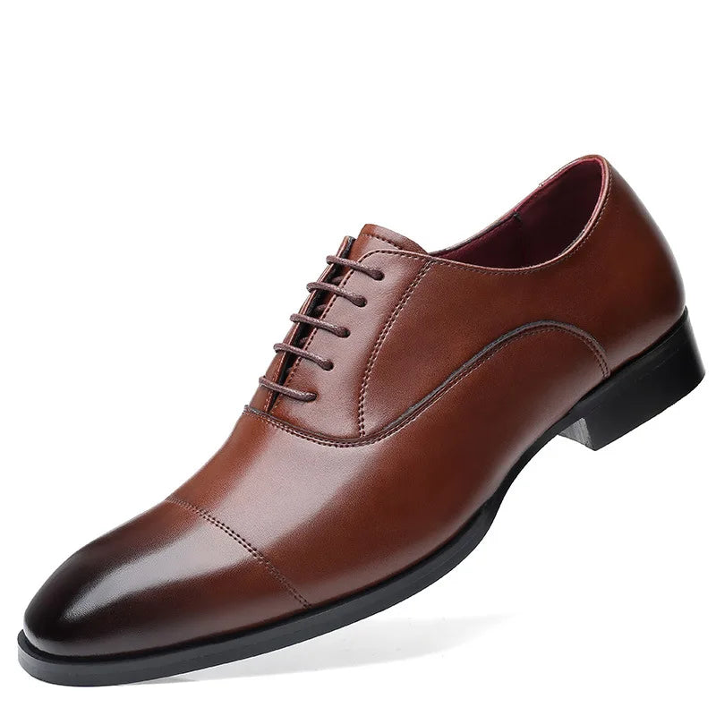 Pure Cow Cushioning & Breathable Loafers Style Leather Formal Material Fashion Men Genuine Height Increasing Dress Shoes