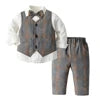 Kids Outdoor Fashion Clothes Sets Autumn Winter Long Shirt with Pants Luxury Children Boys Gentleman Clothes Sets