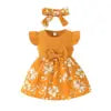 Little Girl 2-Piece Cotton Breathable Princess Dress Baby Set 0-2 Years Old Summer Sweet Bow Fly Sleeve