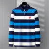 High Quality 100% Cotton Men's Long Sleeve Striped Polo Shirt with RL Embroidery Business Casual Polo Tops#RL