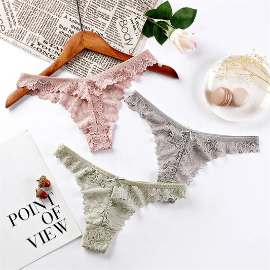 New Breathable Low Waist Sexy Lace Thong Comfortable Cotton Crotch Women's Underwe