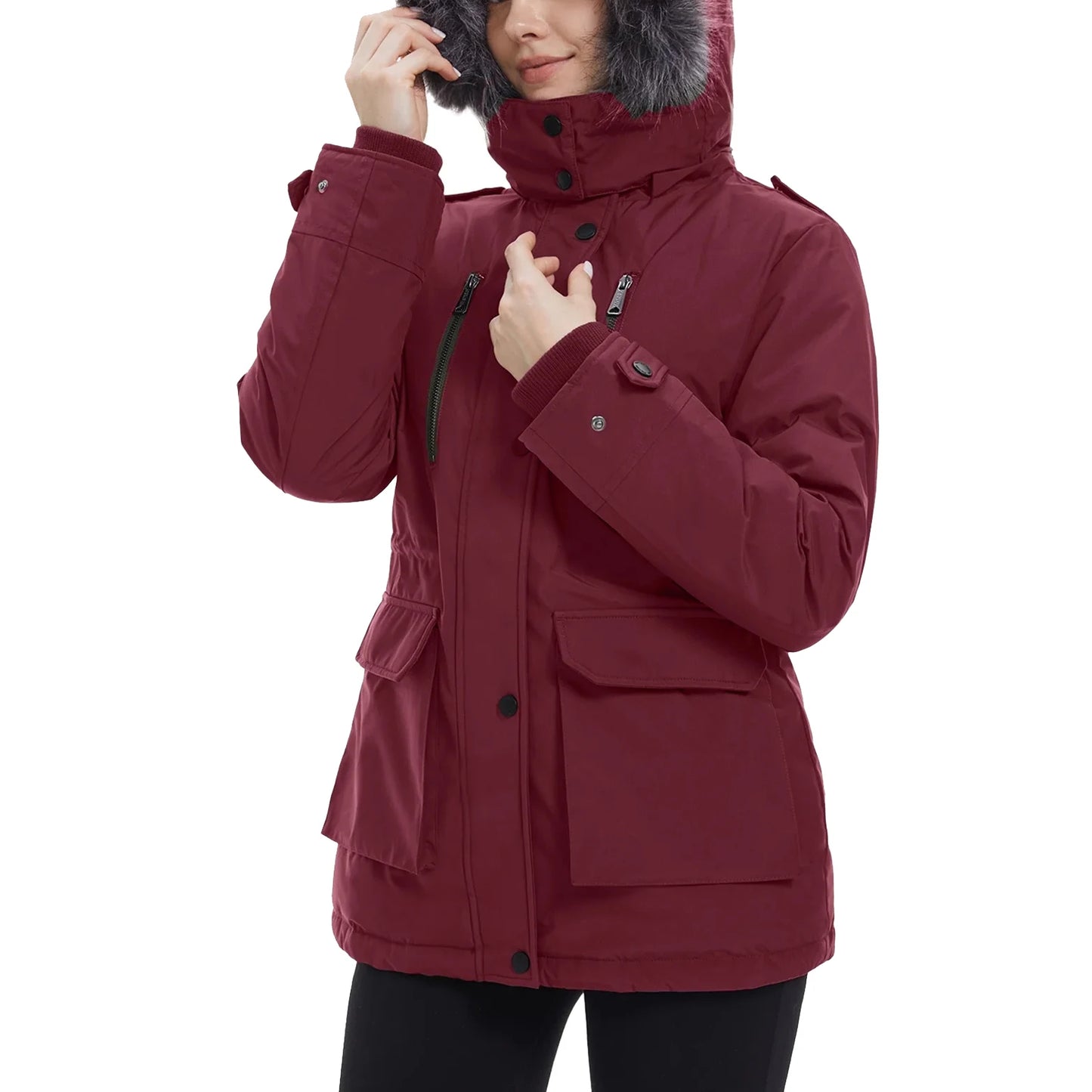 Long Winter Women's Parkas Heated Hooded Jacket Wool Lining Waterproof Outdoor Duck Down Long Coat Fur Collar Jackets For Women