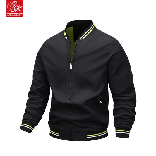 SK Wholesale Spring High Street Style Men's Camouflage Hooded Windbreaker Jacket Front Zipper Closure Plain Dyed Outdoor Jacket