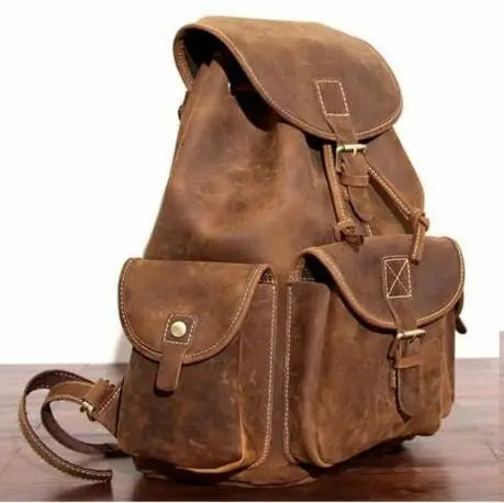 Custom Handmade Lady Vintage Light Brown Leather Bags with Waterproof Simple Pattern for Fashion Stores and Resale