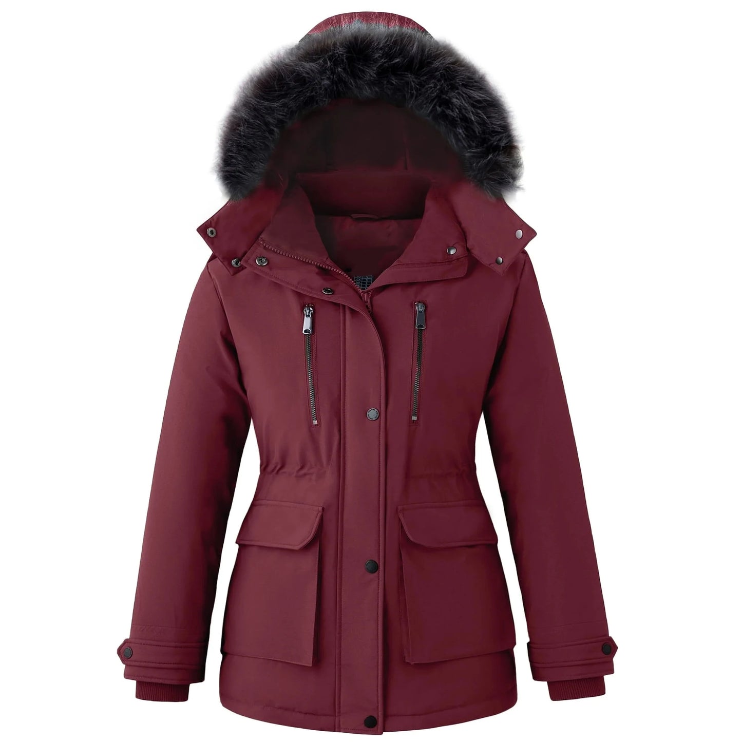 Long Winter Women's Parkas Heated Hooded Jacket Wool Lining Waterproof Outdoor Duck Down Long Coat Fur Collar Jackets For Women
