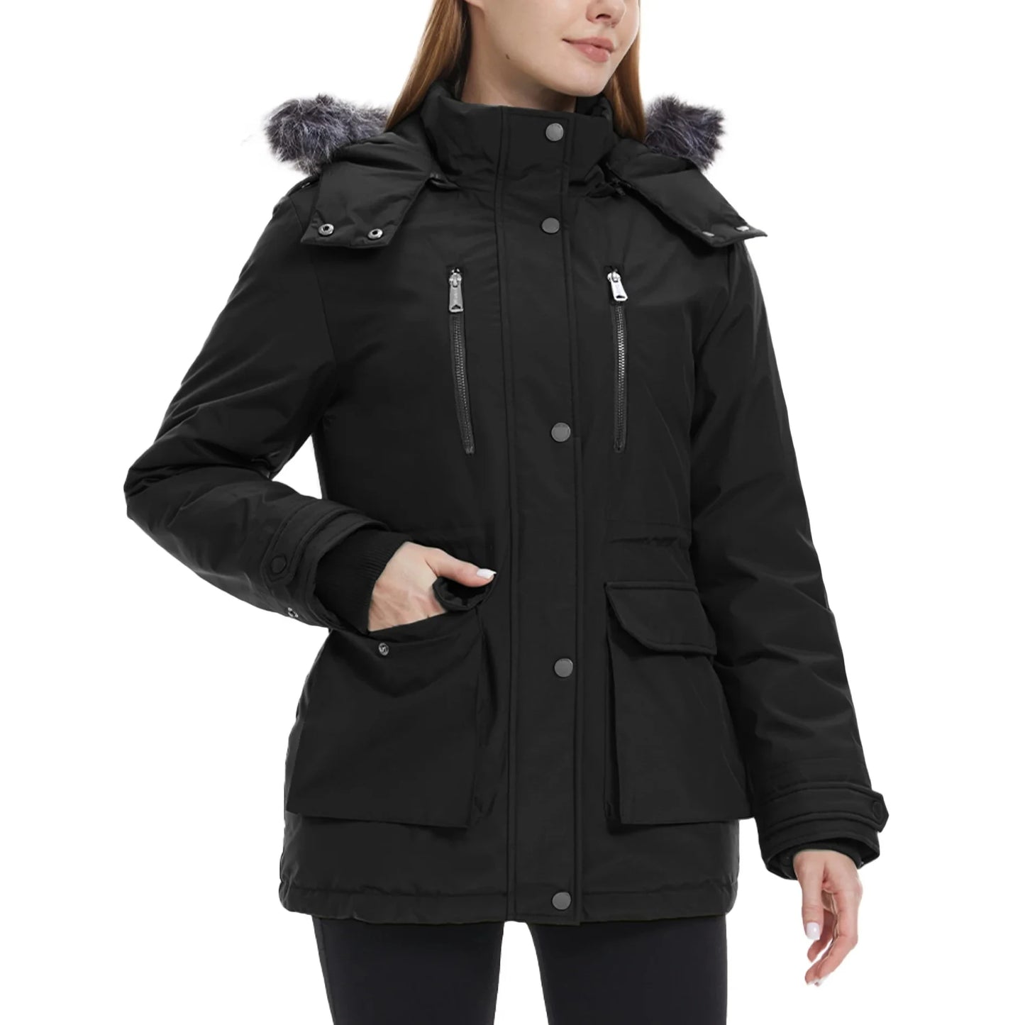 Women's Parkas Winter Ladies Casual Long Coats Woman Jackets Winter Women Hooded Fur Collar Cotton Parkas Warm Coat Outwear