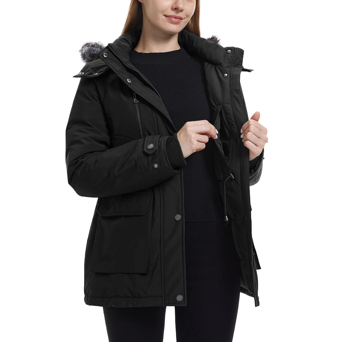 Women's Parkas Winter Ladies Casual Long Coats Woman Jackets Winter Women Hooded Fur Collar Cotton Parkas Warm Coat Outwear