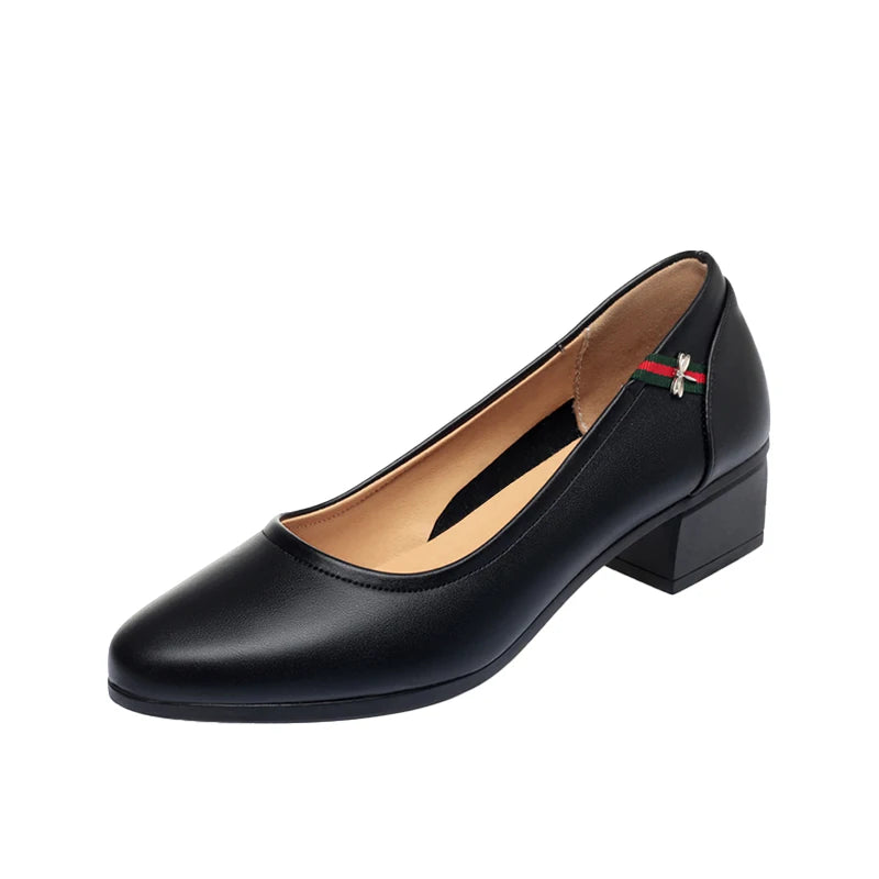 Women Office Shoes Heels Soft Comfortable Daily Walking Leather Brown Black Flat Office Shoes Work Shoes for Women and Ladies