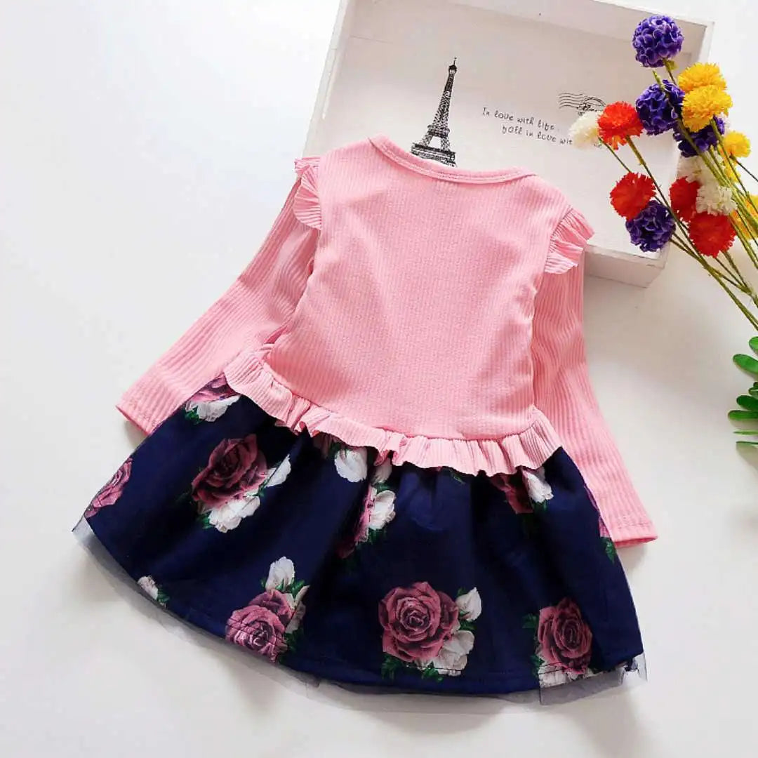 Flower Girl Dress Casual 1-9 Years Floral Baby Girls Dresses Cotton 4 Colors Wedding Party Children Clothes Birthday Clothing