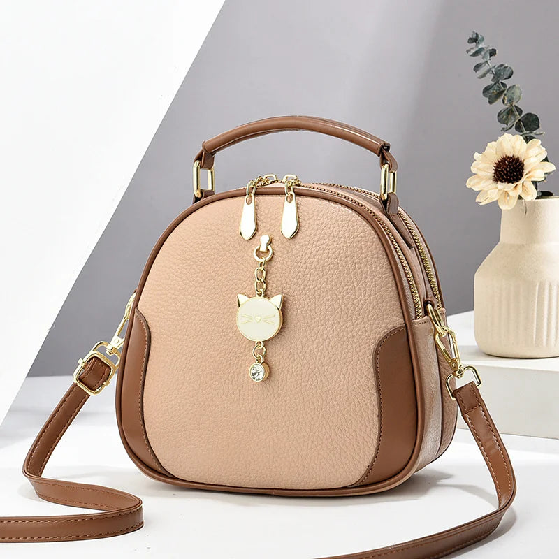 Manufacturer's Trendy Large Capacity Womens Handbag Casual Multi-Layer with Rivet Decoration Low Price Zipper Closure