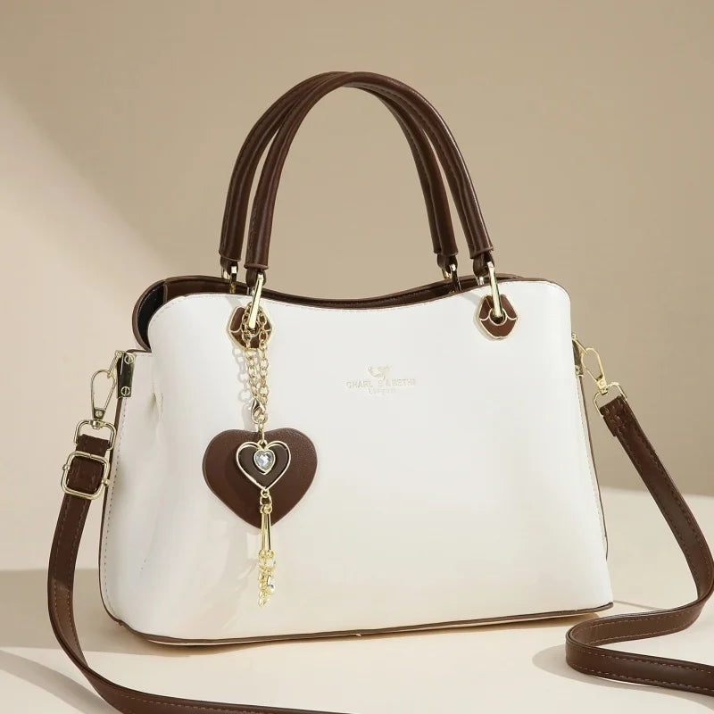 2025 New Original Design with Heart Pendant Large Capacity Work Travel Shopping Tote High Quality Elegant Women's Handbag