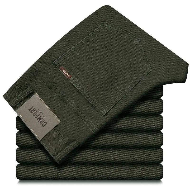 Four-season 100% Pure Cotton Best-selling Men's Casual Pants, Loose Straight Fit with No Hip Restriction Casual Long Pants