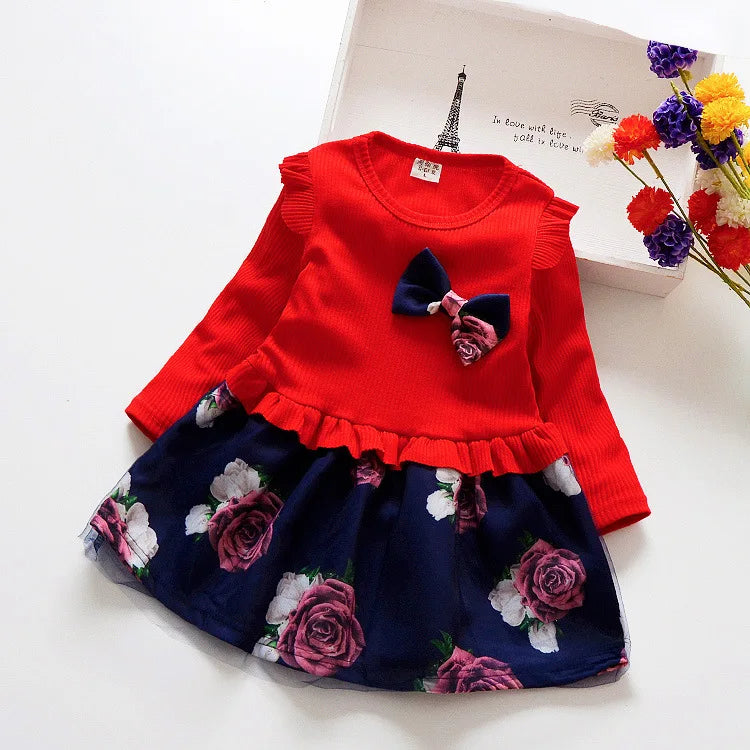 Flower Girl Dress Casual 1-9 Years Floral Baby Girls Dresses Cotton 4 Colors Wedding Party Children Clothes Birthday Clothing