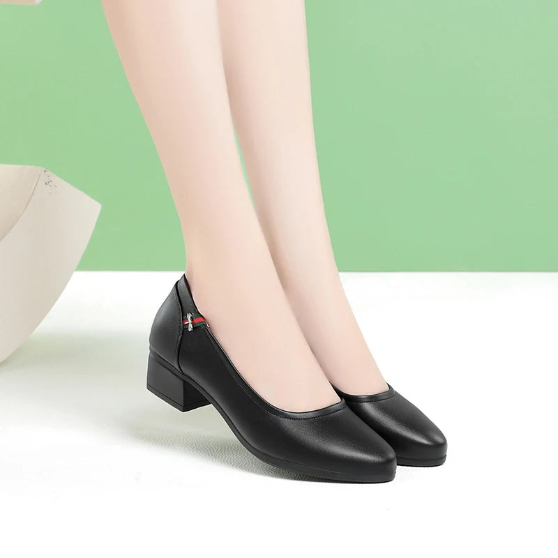 Women Office Shoes Heels Soft Comfortable Daily Walking Leather Brown Black Flat Office Shoes Work Shoes for Women and Ladies