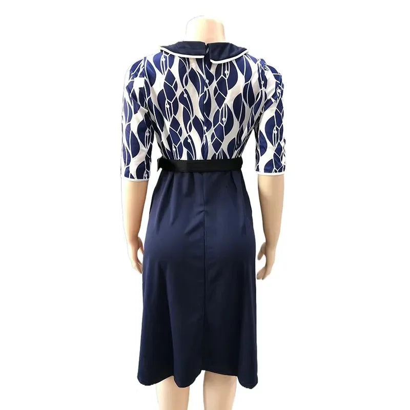 L-4XL Patchwork Pleated African Clothes Plus Size Africa Clothing Christmas Robe African Print Dresses for Women Dress