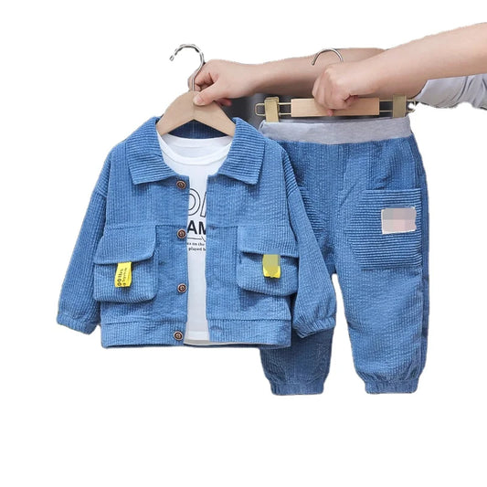 Wholesalers Kids Clothes Sets Boys Clothing Children Three-Piece Set Sweat Suits Winter Kids Cardigan Boys Clothing Sets