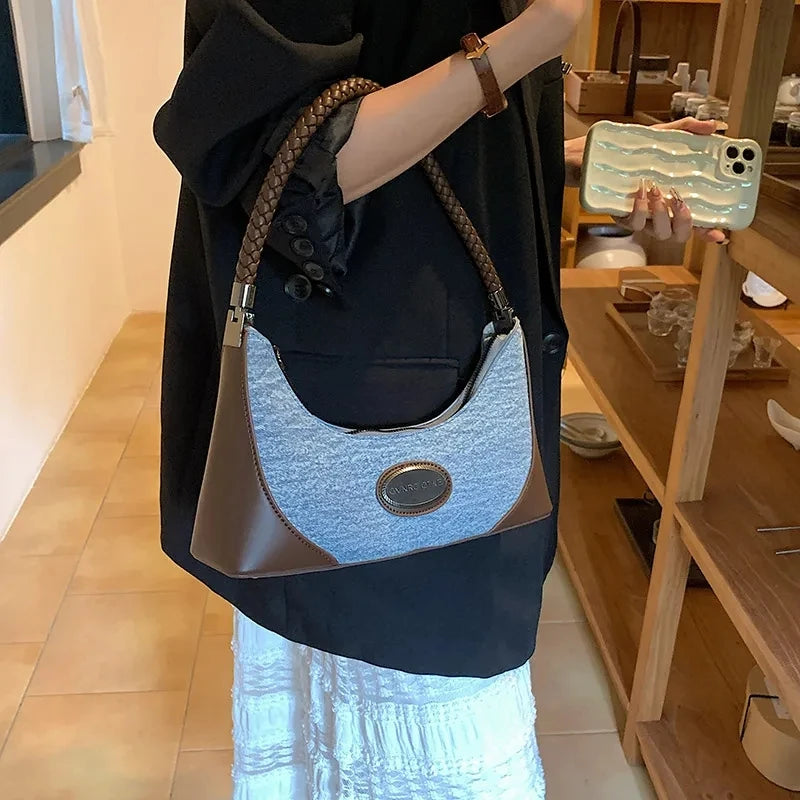 Small Denim Underarm Shoulder Side Bags for Women 2023 Korean Designer Fashion Handbags and Purses Trend Ladies Hand Bag