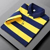 ANSZKTN Summer Men Short Sleeve T-shirt Striped Cotton Business Lapel Polo T Shirts Jersey Polo Shirt for Mens