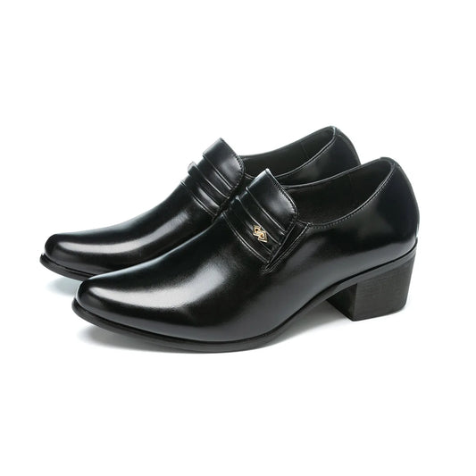 New High Heel Casual Shoes for Men Fashion Leather Latin Dance Shoes 38-46 Big Size Export High Quality Slip-on Dress Shoes