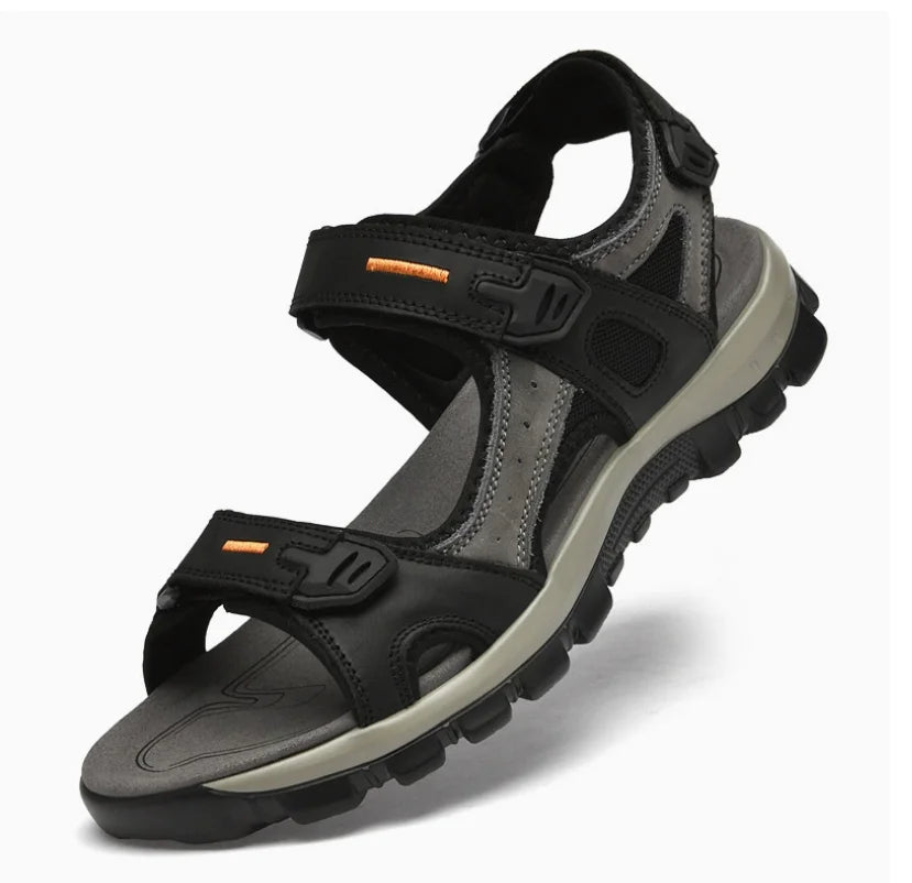 New Brand Design ECO Men's Summer Solid Sandals High Quality Outdoor Sandals with Breathable Thick Cowhide Upper USA Market Oem