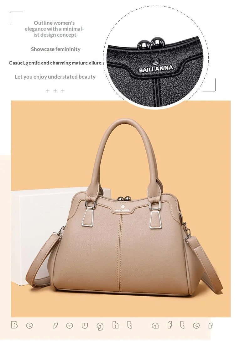 New High-End PU Fashion Women's Casual Tote Crossbody Bag with Zipper Closure Versatile Daily Use