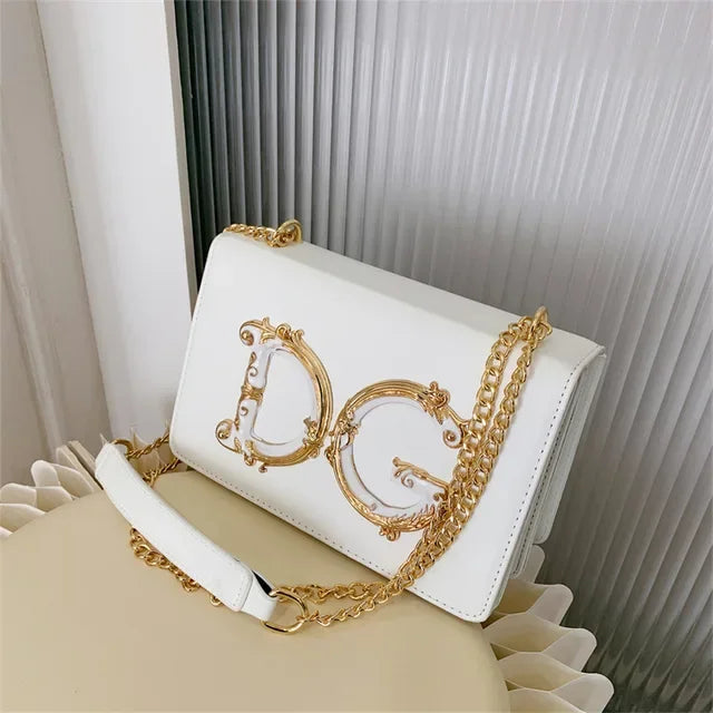 Women hand bag  Banquet Square Women's Fashionable Versatile Chain School Bags Girls Shoulder Crossbody Birth Ladies White Bag with Zip Closure