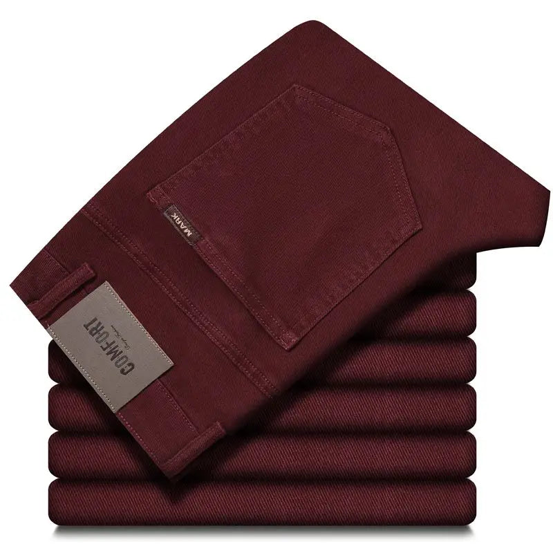 Four-season 100% Pure Cotton Best-selling Men's Casual Pants, Loose Straight Fit with No Hip Restriction Casual Long Pants