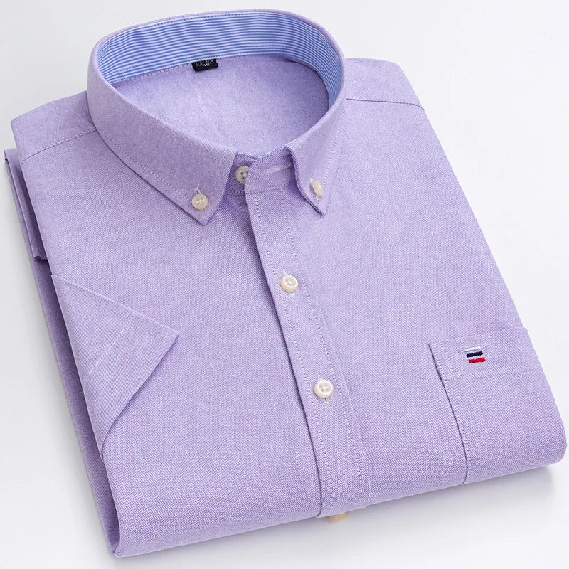 Men's Casual Cotton Linen Knitted Yarn Dyed Short-Sleeved Shirt New Generation Summer Collection Breathable Sweat-Absorbent