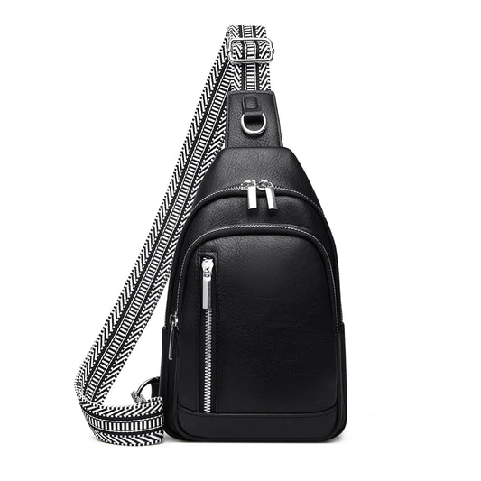 OEM Women's Vintage PU Leather Crossbody Fanny Pack Multifunctional Sling Chest Waist Bag for Travel Fashionable Lady National