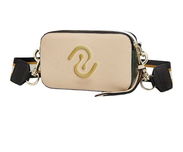 New Fashion Camera Bag Hand Woven Wide Shoulder Strap Crossbody Fashion Temperament Bag Large Capacity Small square Bag