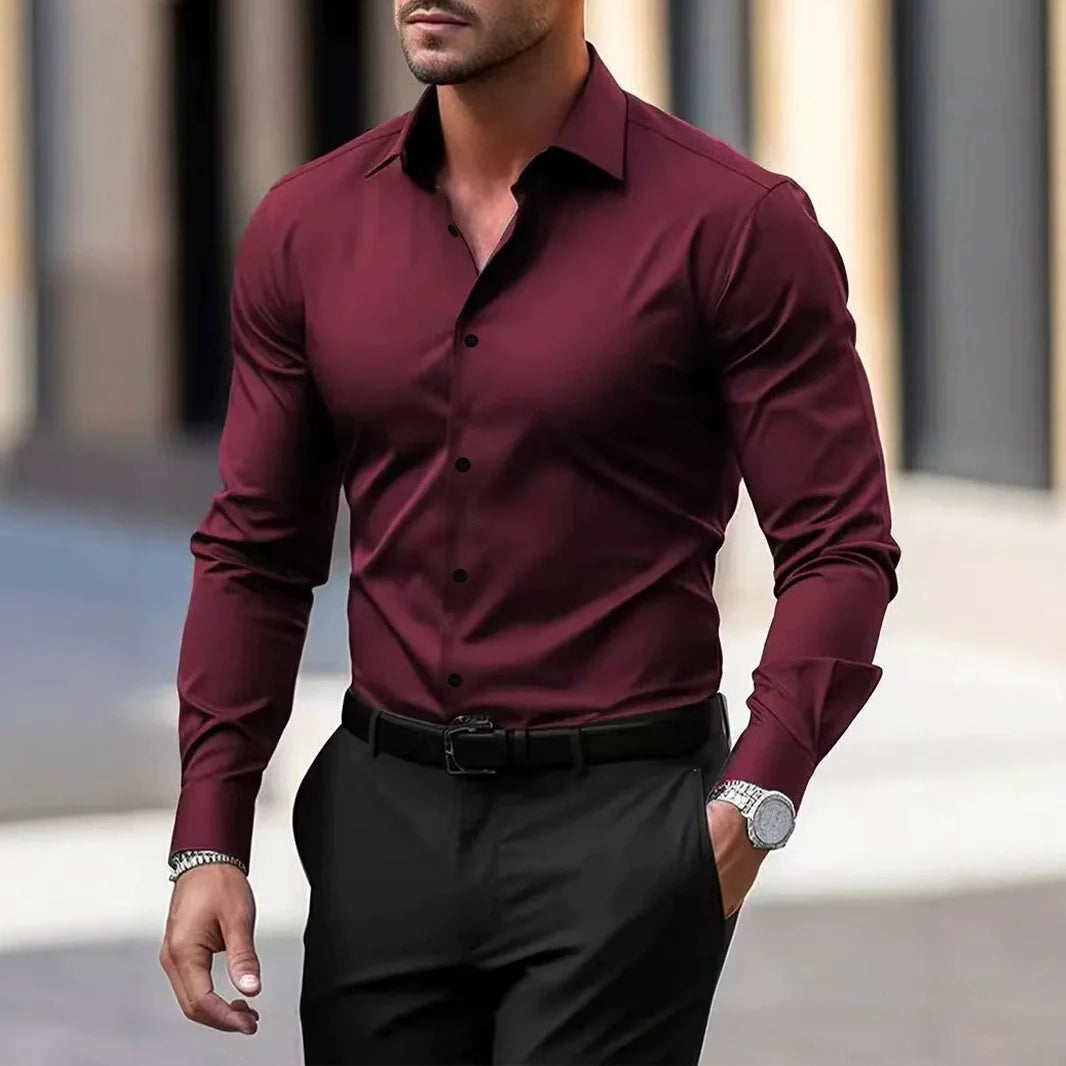 S-3XL Spring and Autumn Long Sleeved Shirt Business Suit Plus Size Long Sleeved Workwear Men's Work Shirt