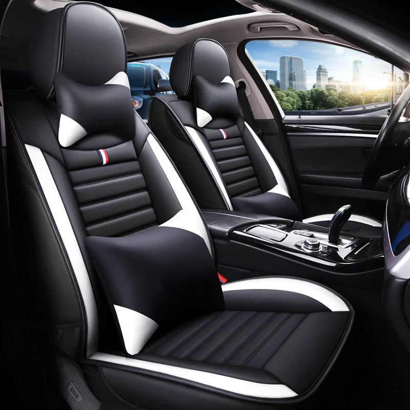 car seat cover Five-seat Universal Leather Car Seat Cushion Cover Full-Enclosed Wear-Resistant Durable Removable Standard Fitment