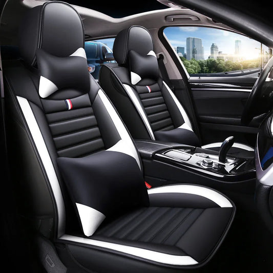 car seat cover Five-seat Universal Leather Car Seat Cushion Cover Full-Enclosed Wear-Resistant Durable Removable Standard Fitment
