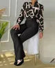 2026 Spring New Sweet Style Women's Stand up Collar Long Sleeve Shirt and Pants Printed Casual Fashion Two Piece Set
