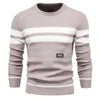 High Quality Wholesale Winter Hot Selling Men Clothes Casual Warm Stripe Pullovers Basic Slim Plus Size Sweaters