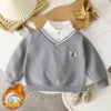 Toddler Boys Hoodies Sweatshirt Boys Sweatshirts Fashionable Lapel POLO Shirt False Two Pieces Available in Large Sizes