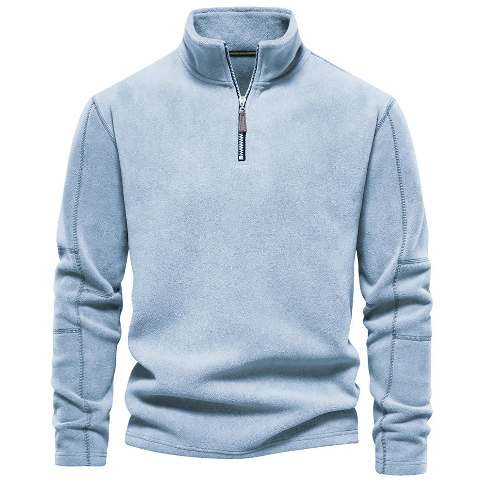 Men's Plaid 1/4 Quarter Zip Polar Fleece Pullover Sweatshirt Winter Stand Hoodies Tops Pocket Plain Dyed Color Block Design