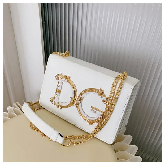 Women hand bag  Banquet Square Women's Fashionable Versatile Chain School Bags Girls Shoulder Crossbody Birth Ladies White Bag with Zip Closure