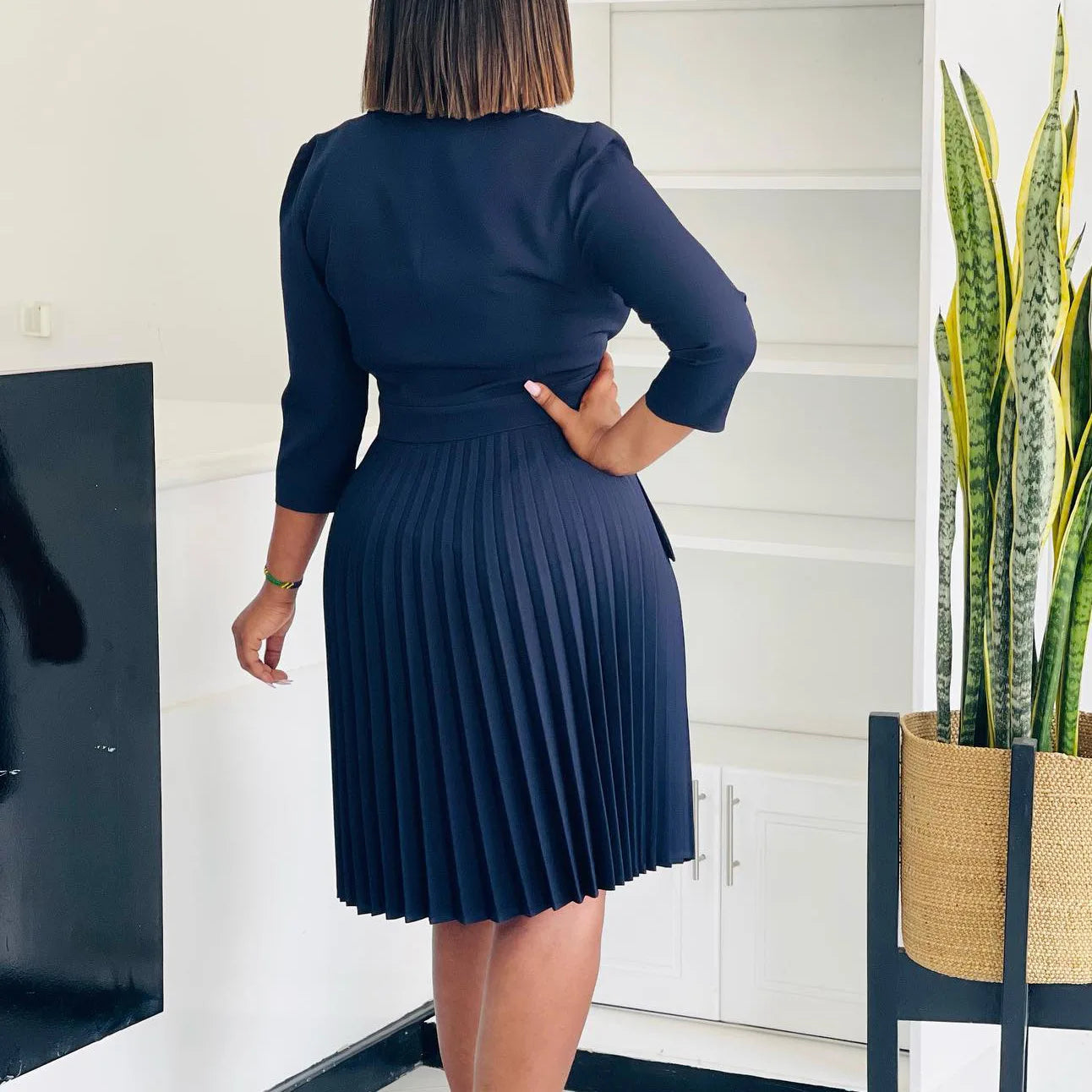 Wholesale Clothes Women Plus Size Lady Office Wear for Women Formal Business Dress Button Decoration Career Official Dressing