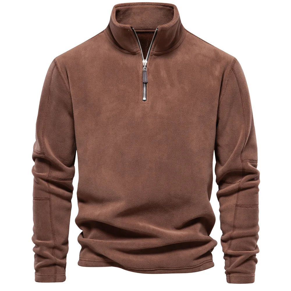Men's Plaid 1/4 Quarter Zip Polar Fleece Pullover Sweatshirt Winter Stand Hoodies Tops Pocket Plain Dyed Color Block Design