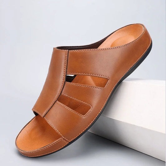 Middle Eastern Large-Size Multi-Color Open Toe Slip-On Outdoor Beach Slippers for Men with PU Upper
