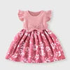 Toddler Girls Casual Floral Print Sleeveless Knee-Length Dress Bow Ruffle Chiffon Patchwork Summer Soft Stretchy Kids Clothes