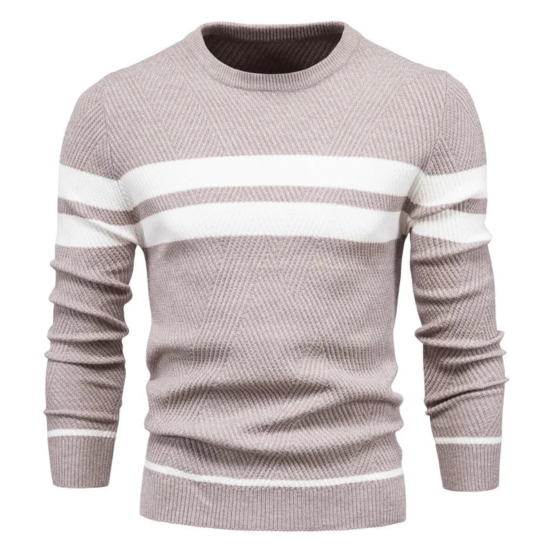 High Quality Wholesale Winter Hot Selling Men Clothes Casual Warm Stripe Pullovers Basic Slim Plus Size Sweaters