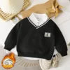 Toddler Boys Hoodies Sweatshirt Boys Sweatshirts Fashionable Lapel POLO Shirt False Two Pieces Available in Large Sizes