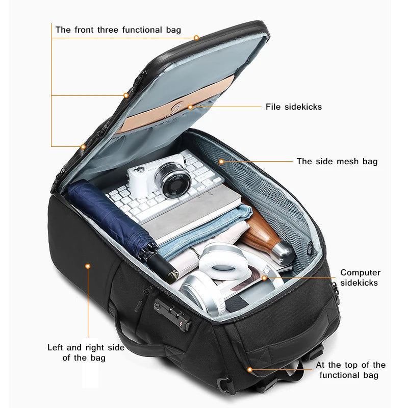 New  Large Capacity Men Business Backpack Waterproof Oxford Outdoor Travel Multifunctional TSA Lock Luggage Bags for Men