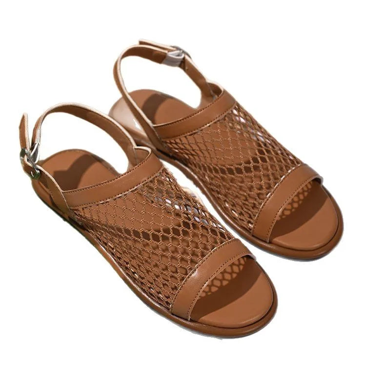 Women's Plus Size Flat Open Toe Sandals Breathable Mesh Design for Summer Fashion Lightweight Trendy Net Sandals