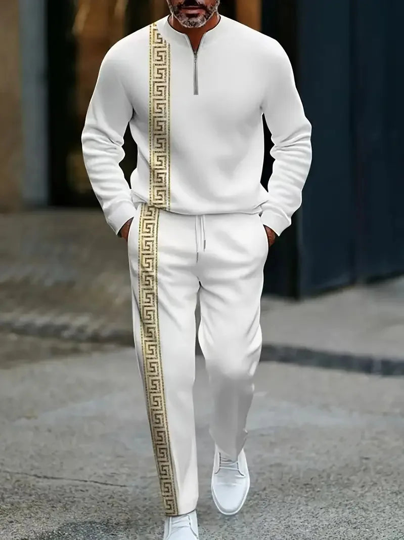 Luxury Men's Trendy Design Clothes Custom Fashionable Knitted Casual Versatile Sportswear Autumn and Winter Man Set Clothes
