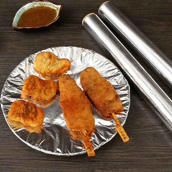 Aluminum Foil Roll for Kitchen Use 5M Food Wrapping Paper Packaging Catering Baking Tin Foil for Barbecue Embossed Treatment
