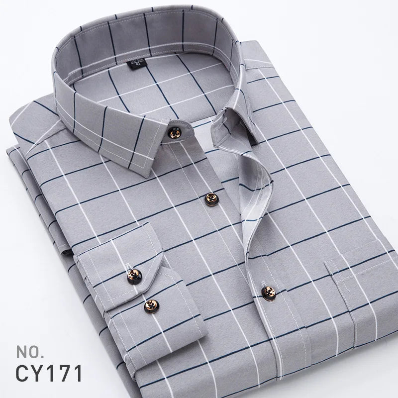 Men's Printed Long Sleeved Slim Fit Plaid Versatile Casual Fashion Floral Shirts